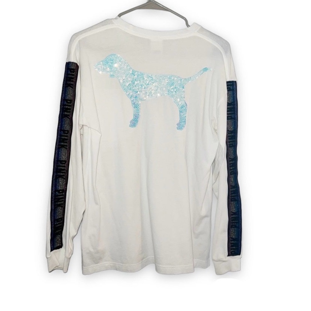 PINK VS Bling Long Sleeve Campus Tee, size XS